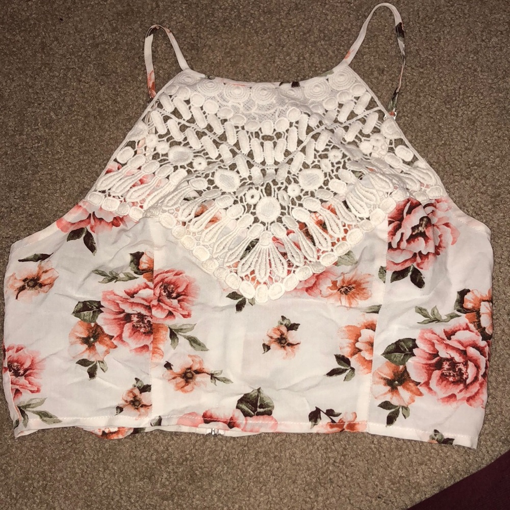 Floral/knit crop top